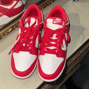 Nike DUNKS Bold Red and White Athletic Shoes